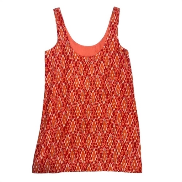 Joie Dawna Ikat 100% Silk Sleeveless Tank Mini Dress in Spiced Coral Size XS - Picture 5 of 11